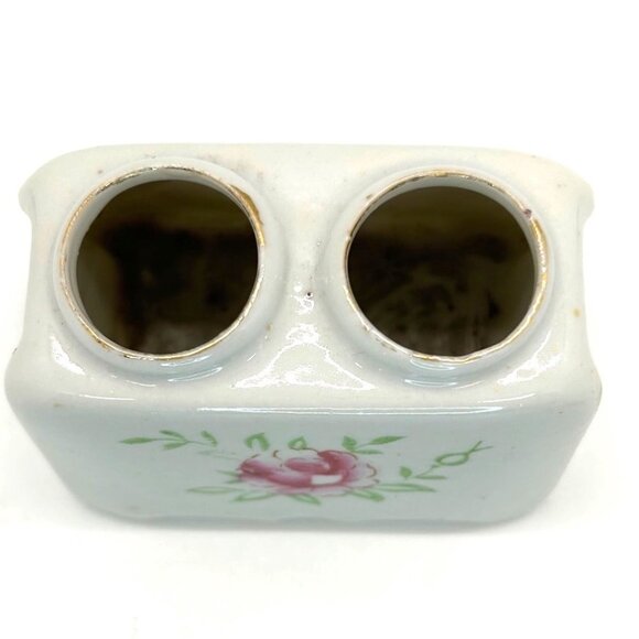 Vintage Ceramic Cat Salt & Pepper Shakers Nodders Floral Base Orange & White - Picture 9 of 16